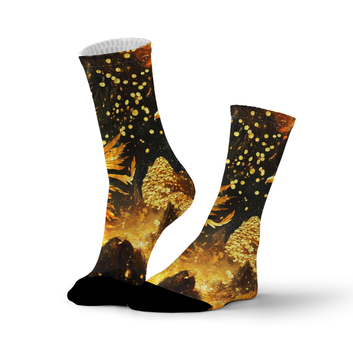Golden Phoenix Flame Print Unisex Tube Socks C103