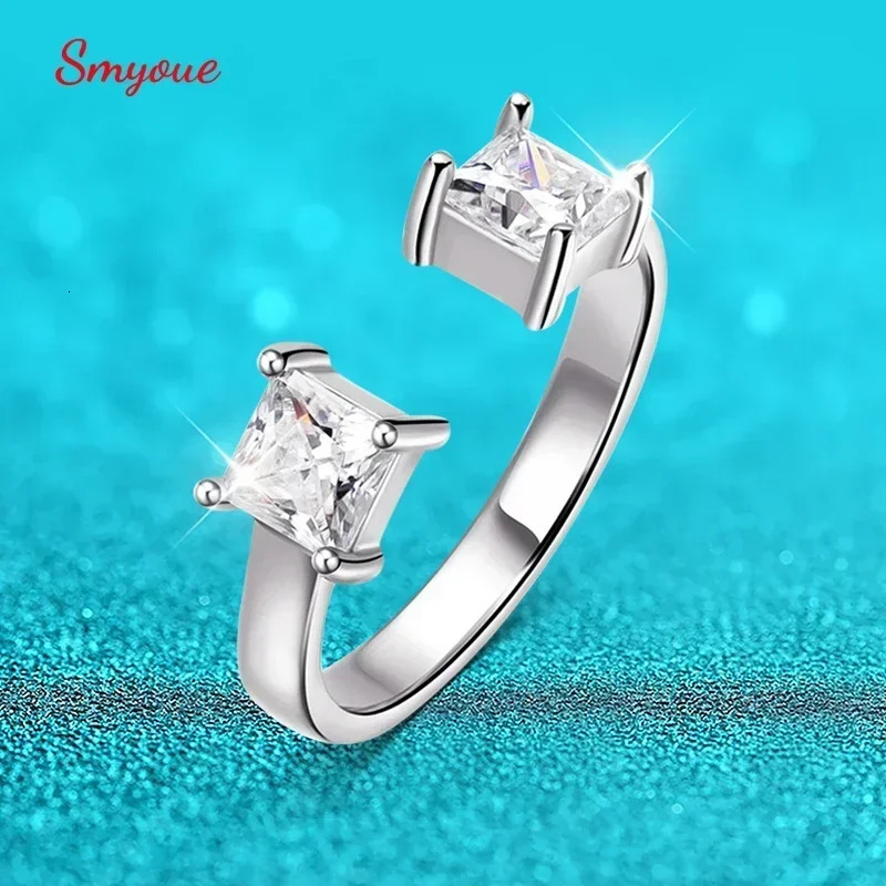 Smyoue 1CTTW 4.5mm Princess Cut GRA Certified Rings for Women Adjustable 100% 925 Sterling Silver Wedding Party Band 250722