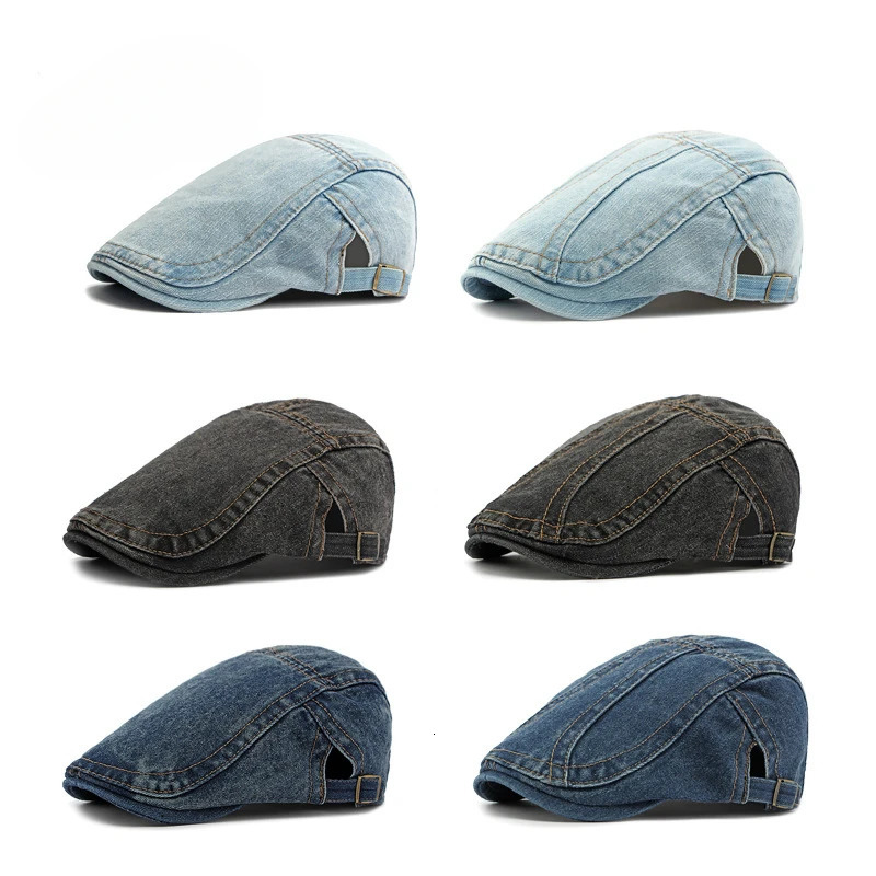 2025 Mens Washed Denim Beret Spring/ Autumn Thin Korean Version of Literary and Retro Forward Hat Womens Casual Cap 250729