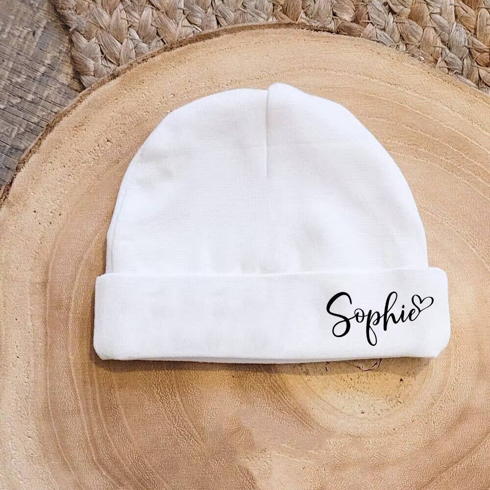 Newborn Hospital Hat Baby Beanies Cap with Name Cotton Hats Personalize Windproof Headwear Infant Shower Gift ddmyshoesvip