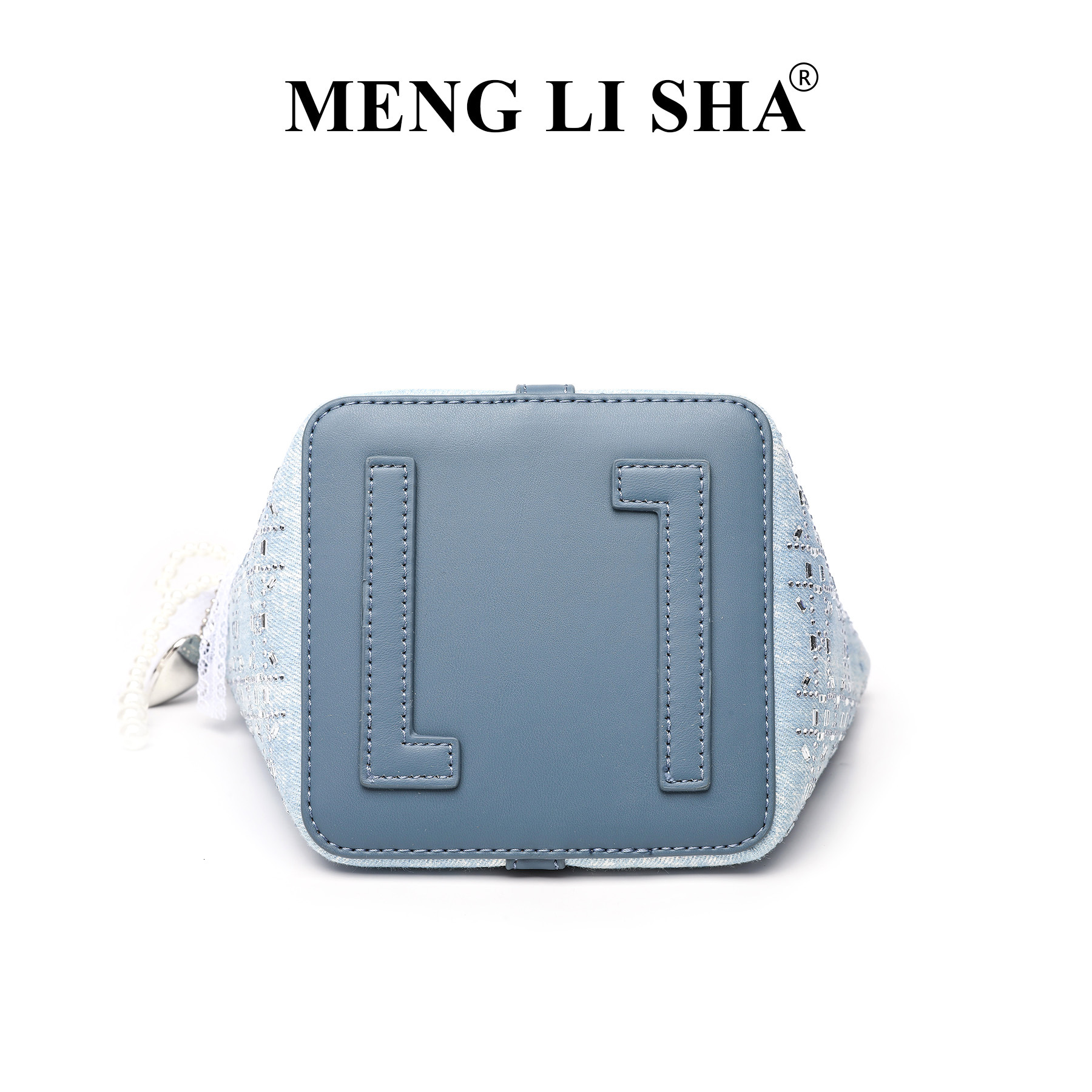 2025 New Niche Fashion Denim Diamond-Embellished Handheld Basket for Women Simple Versatile Shoulder Crossbody Bucket Bag ddmymoon