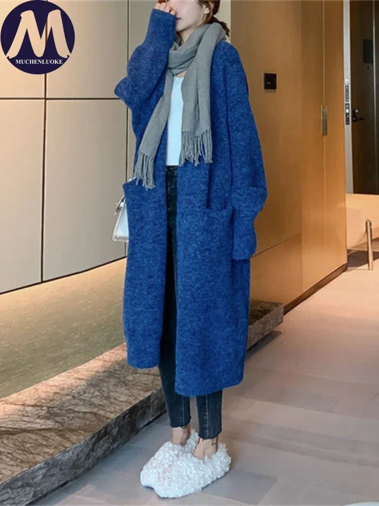 Womens Long Sleeve Knitted Cardigan Loose Sweater Casual Coats Autumn and Winter Clothing Fashion 250730