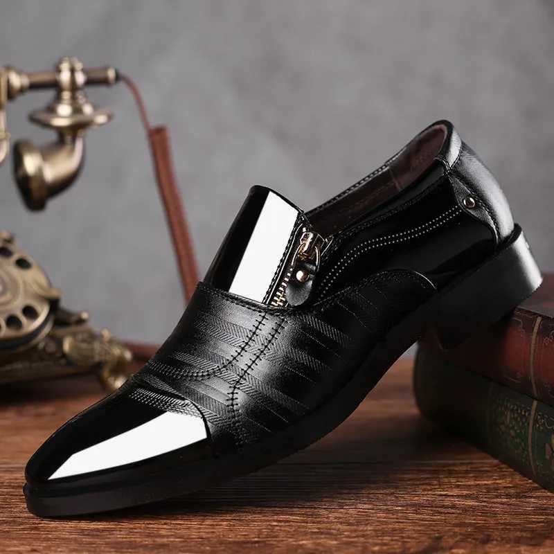 Classic Business Mens Dress Shoes Fion Elegant Formal Wedding Shoes Men Slip on Off Oxford Shoes for Men Black Y250730