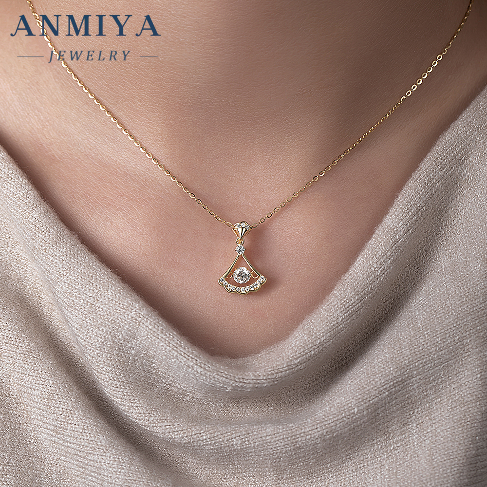 Custom Elegant 925 Silver Jewelry Fan Necklace for Women, Sterling Silver Pendant Necklace Gift, Dainty Silver Chain Necklace for Party