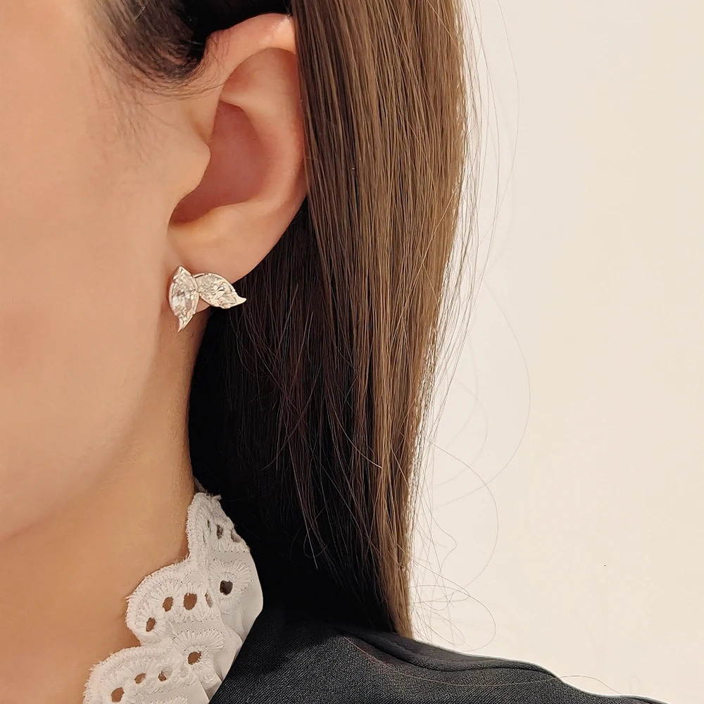 2-Leaves Stud Earrings for Women 4Cttw Marquise Cut Lab Diamond Earring 925 Sterling Silver Ear Studs Fine Jewelry 250722