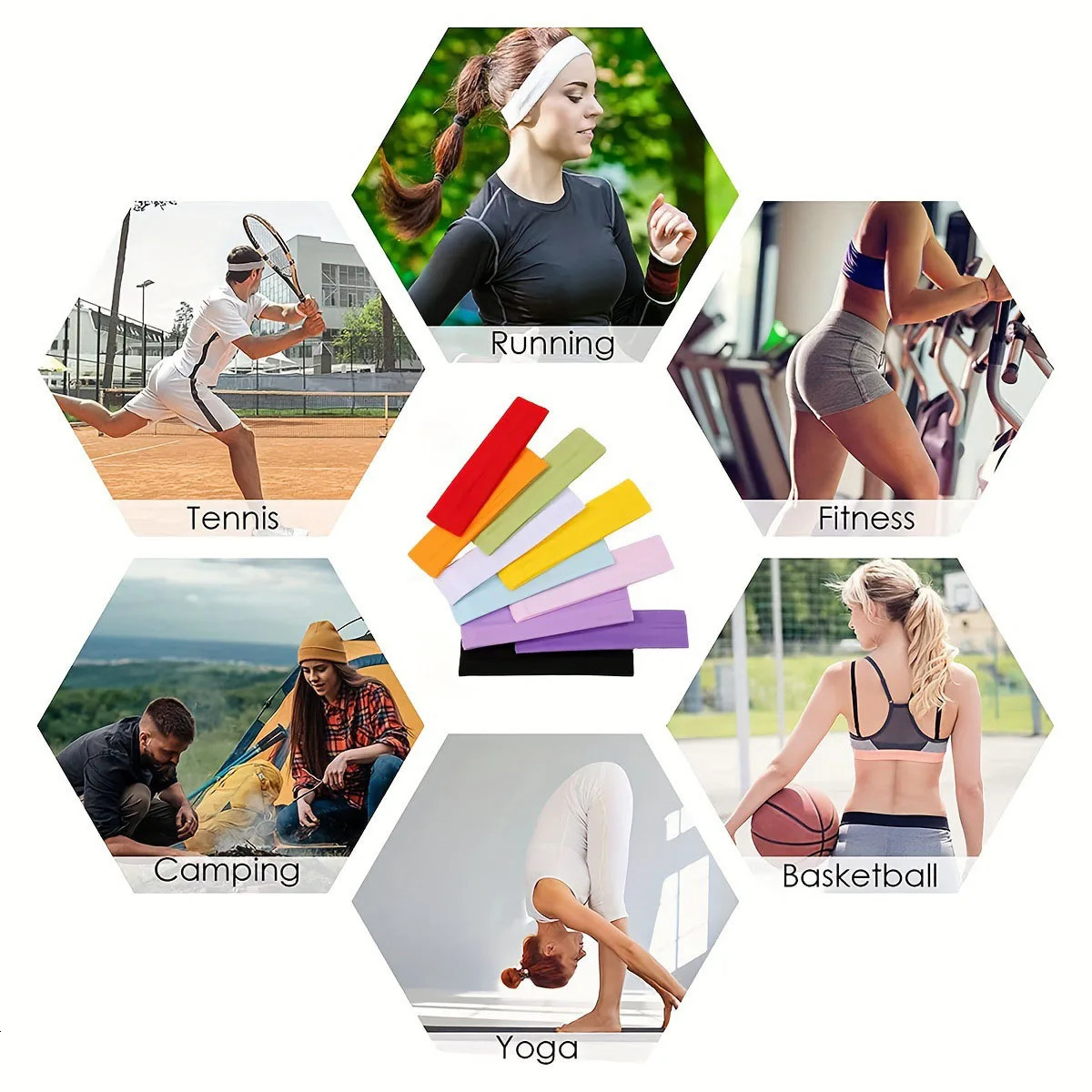 1PC Women Men Solid Running Absorb Sweat Headband Fitness Run Yoga Bandanas Daily Make Up Head Cover Hairbands Hair Accessories 250716