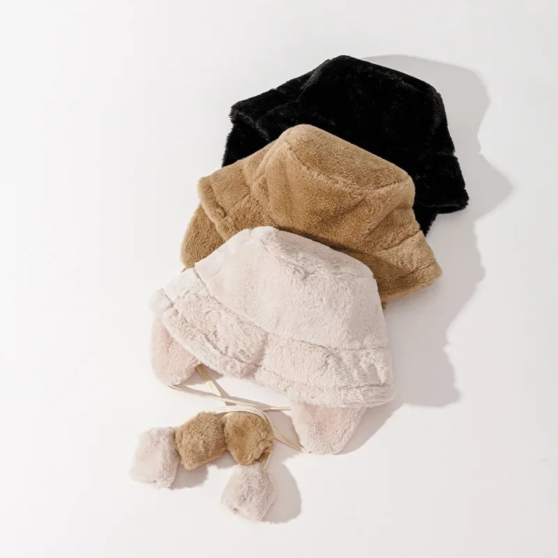 Winter Barrel Cap Cotton Fabric Ear Protection Cap Bomber Winter Warm Bucket Hat Hats for Women Golf Cap Hiking Hat Fur Hat 250724