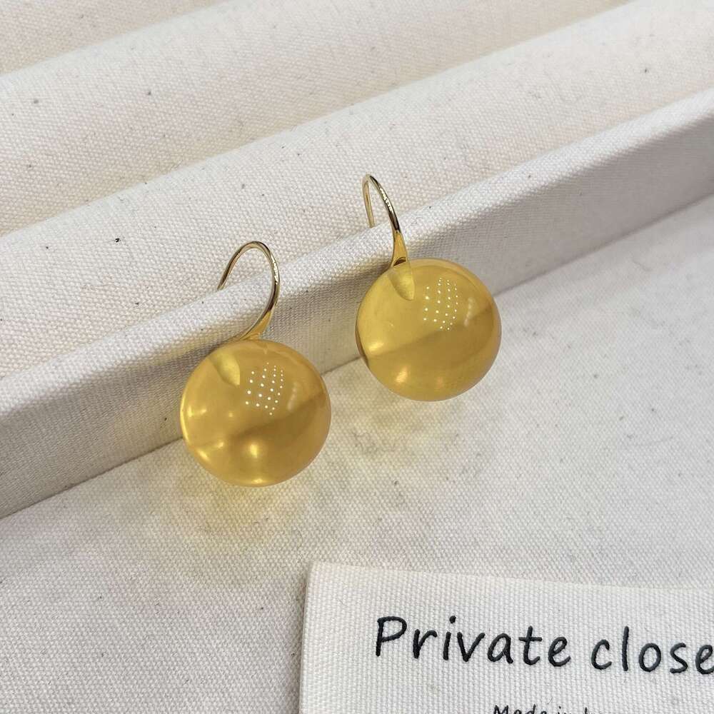TikTok Same Style Lantern-Shaped for Lantern Festival, Gold Round Earrings, Fashionable and Unique 2025 Spring New Earrings 60b