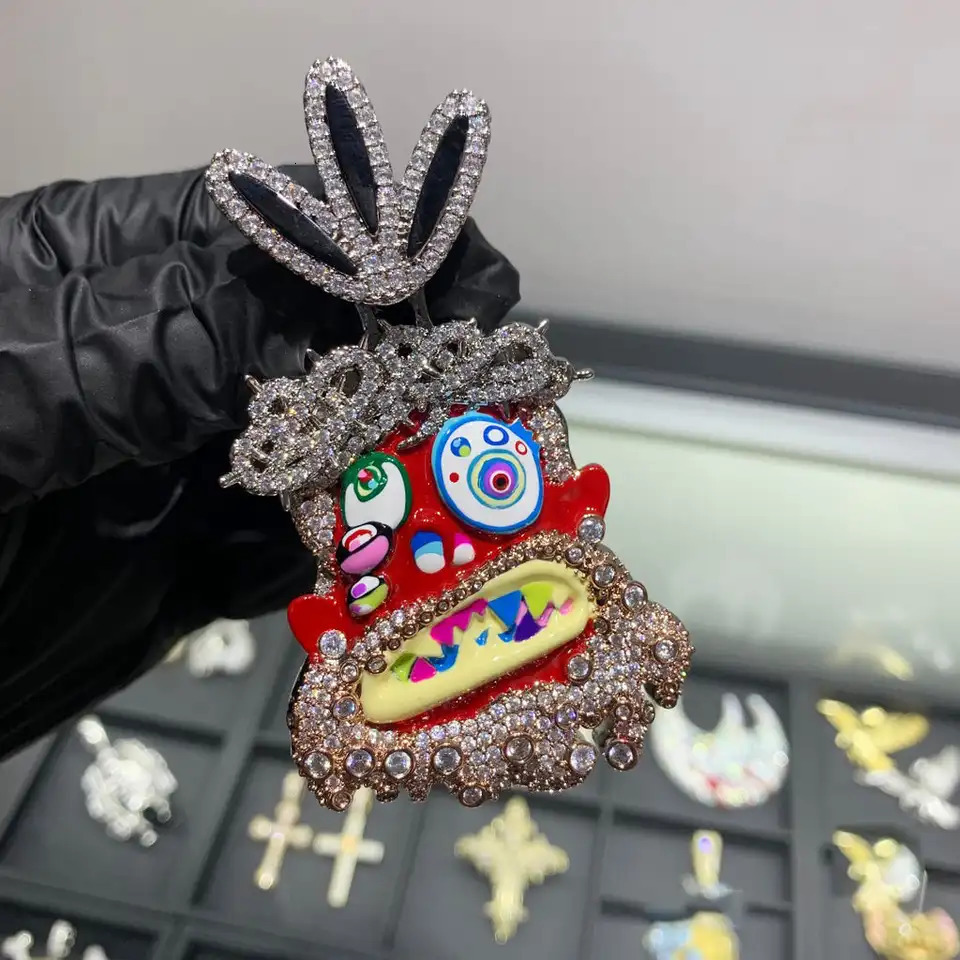 uthin Melted Utopia Dream Pendant Colorful Enamel Dripping Oil Cartoon Necklaces For Men Hip Hop Jewelry 250729