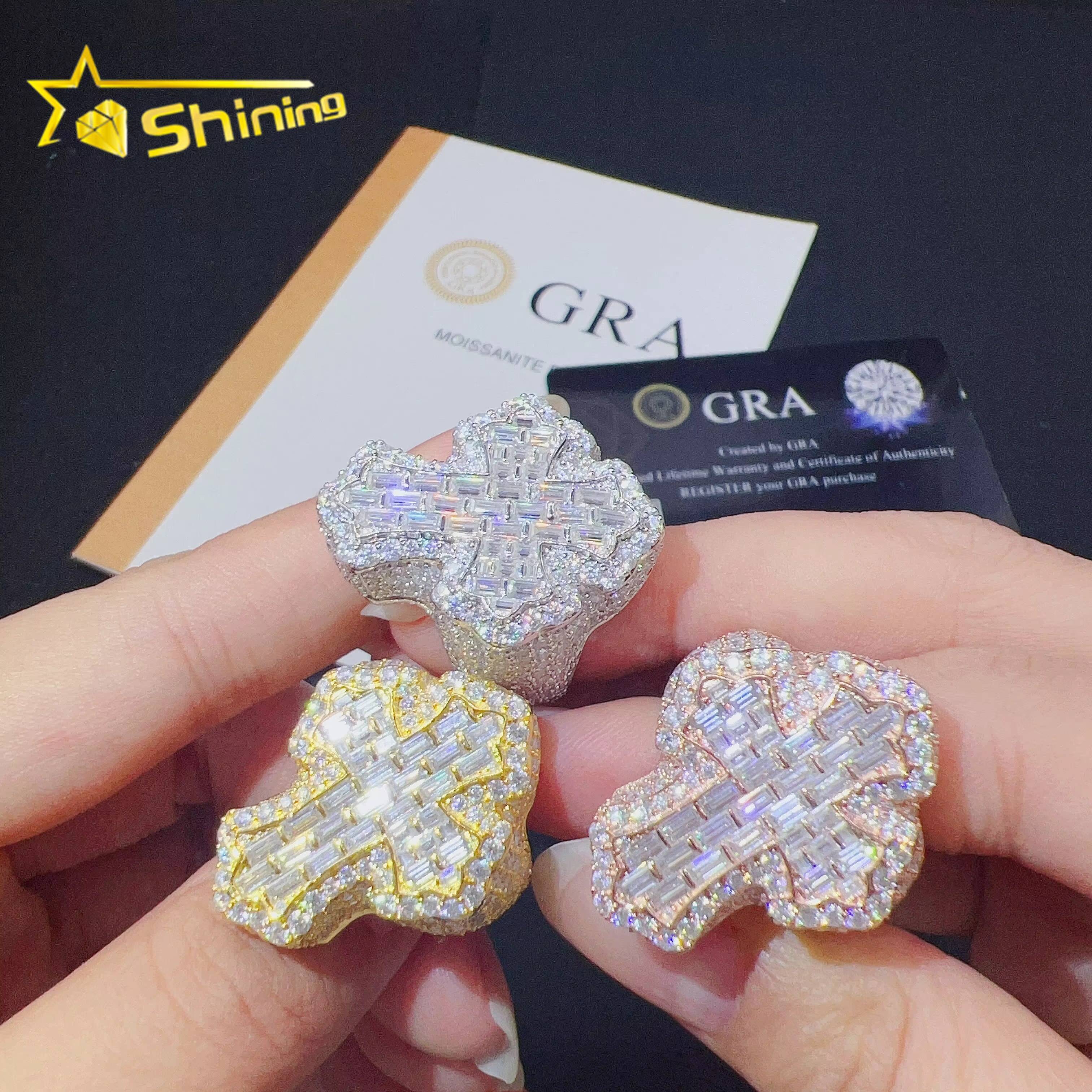 Sterling Silver 925 Fine Fashion Hip Hop Ring Vvs Moissanite Lab Diamond Iced Out Jewelry Mens Ring