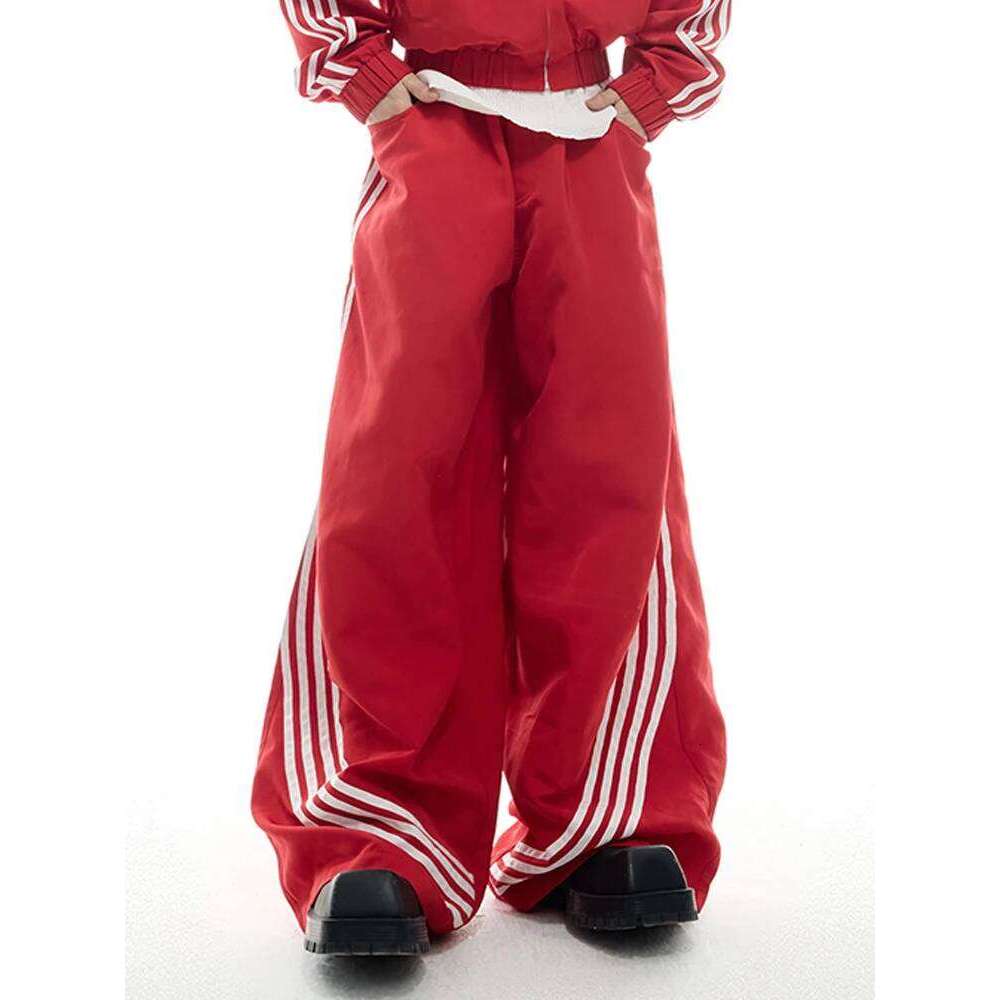 Mauroicardi Spring Cool Baggy White And Black Striped Wide Leg Pants For Mens Elastic Waist Designer Clothes Streetwear