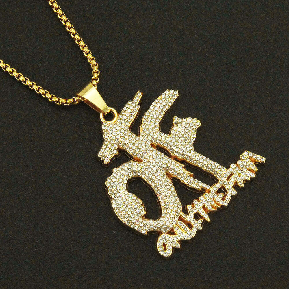 Domineering Cool Personality 3D Creative Trendy Full Dia Spliced Letter Pendant Necklace Accessory Hanging Ornament