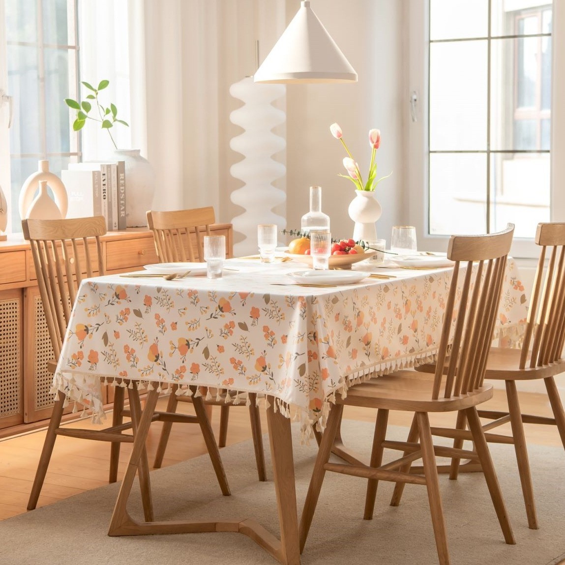 YL-36856 imitation linen printed tablecloth waterproof and oil-proof wash-free Bohemian ethnic style table cloth rectangular coffee table desk
