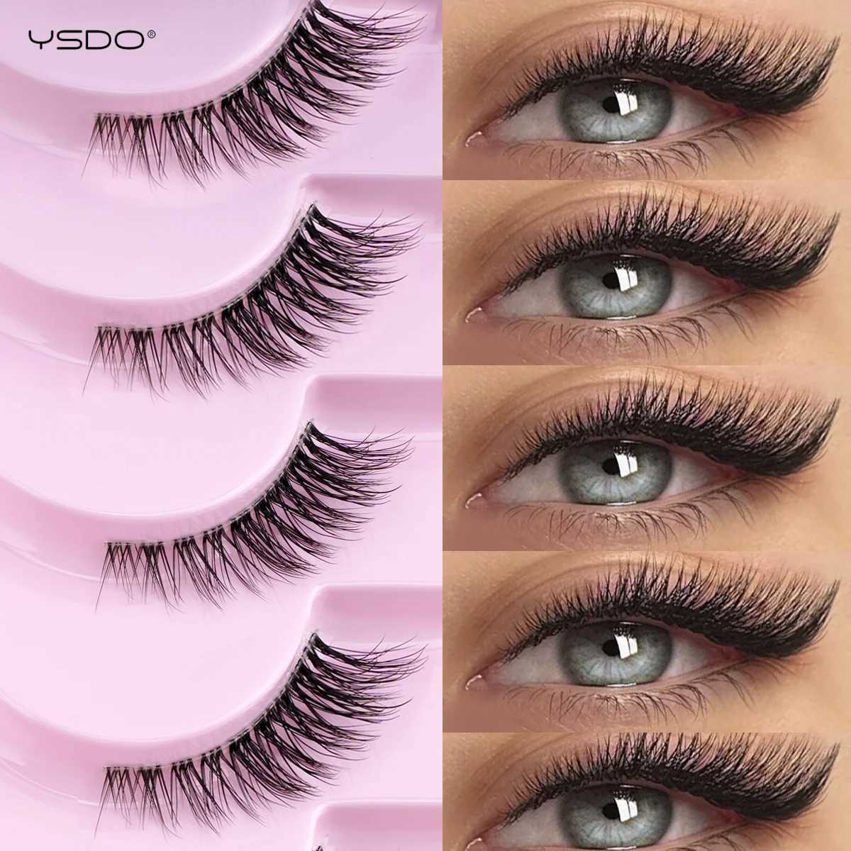 3/10 Pairs Fox Eye Lashes 3D Mink Natural Lashes Soft Cat Eye Lashes Extension Fluffy Lashes Makeup Half Eyelashes Z250730