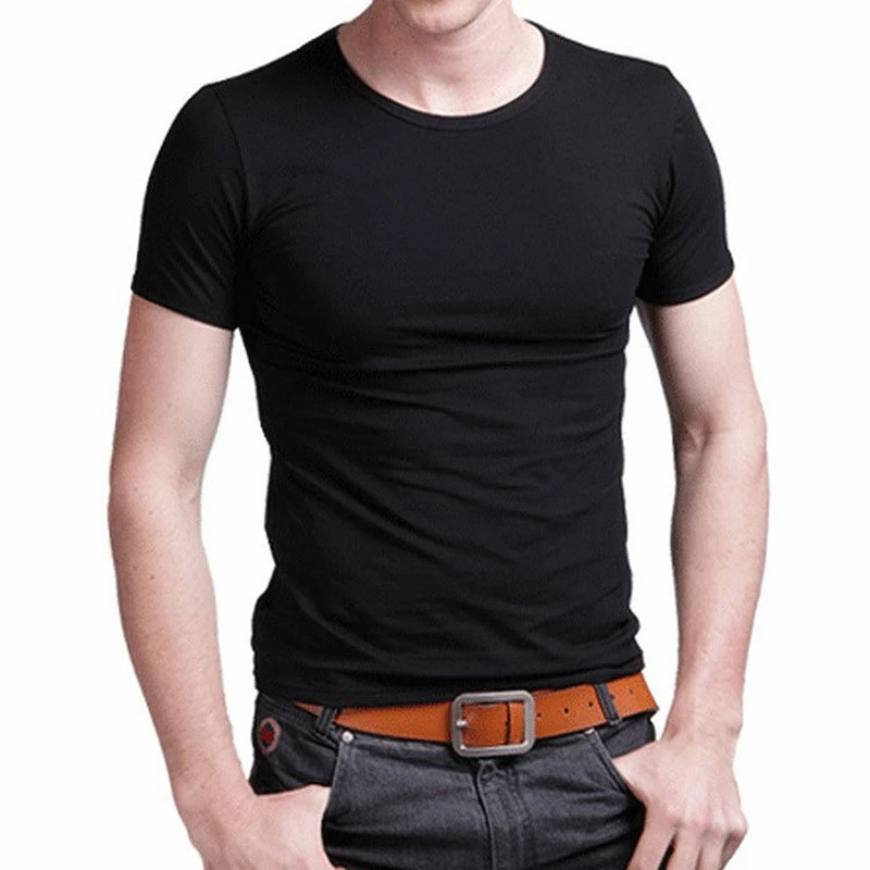 Stretch V Collar Mens TShirt Solid Color Short Sleeve For Men Tights Slim Fit Tops Tees 250729