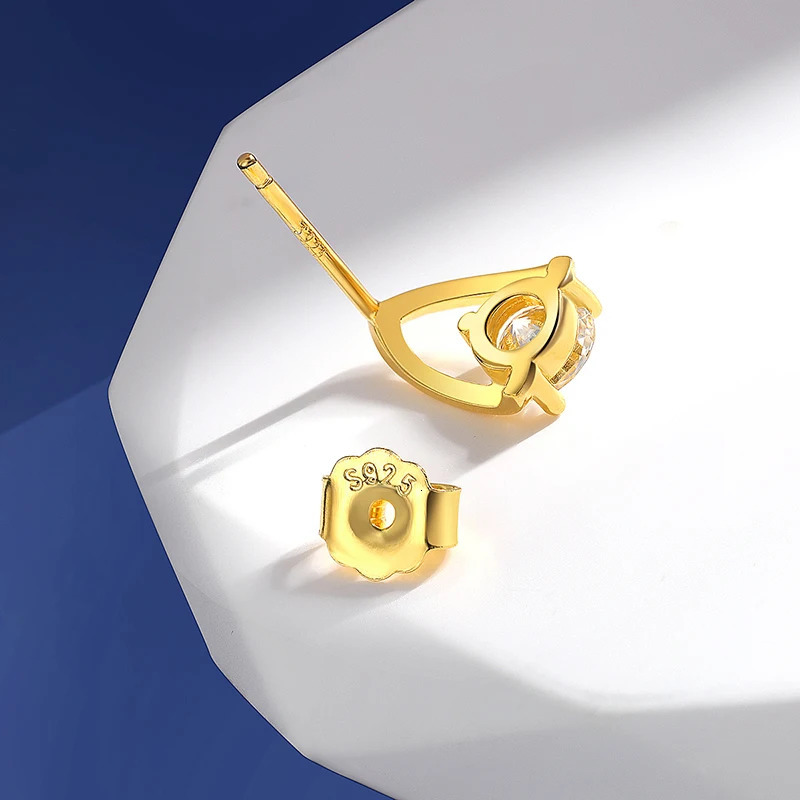 TBCYD 2CT D Color Round Stud Earrings For Women S925 Silver 18K Gold Plated Diamond Ear Studs Christmas Gifts Jewelry 250722