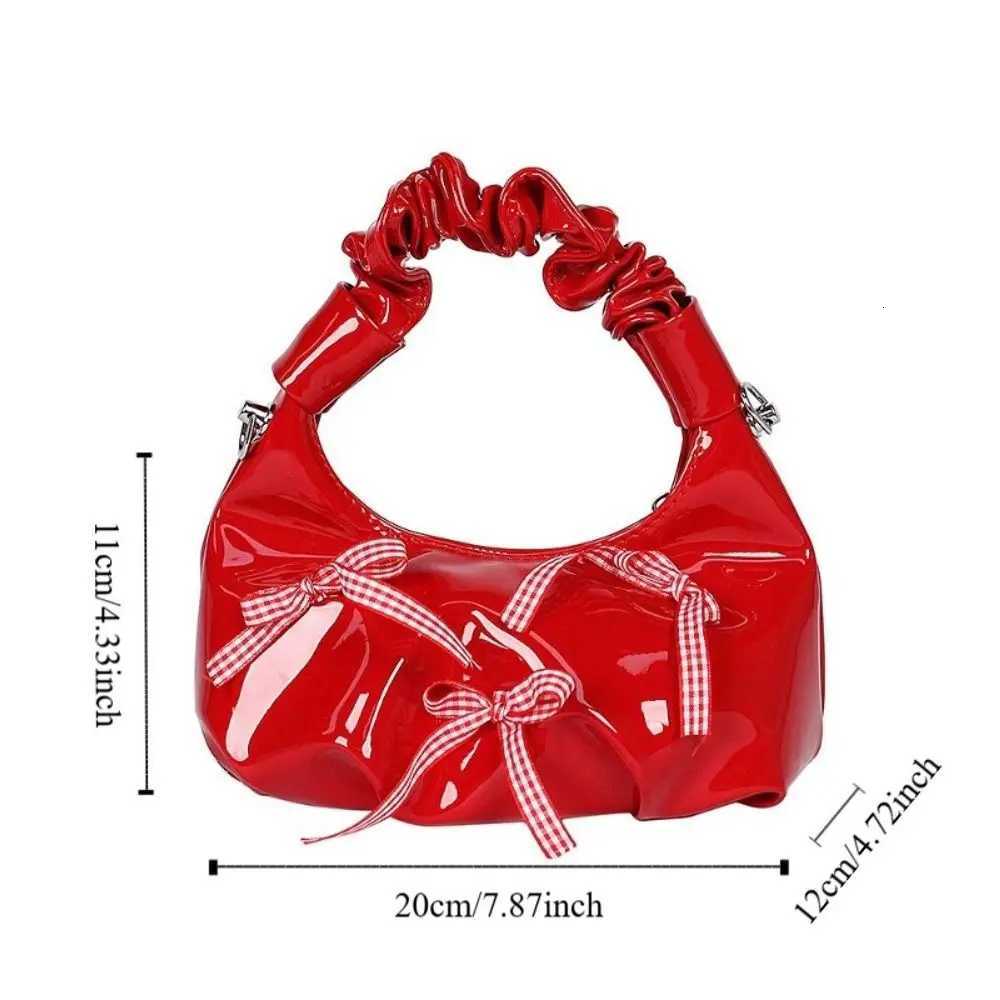 Fashion Korean Bow Ribbon Bags Pu Leather Cloud Pleated Shoulder Bag Small Sweet Women Handbags Y250729