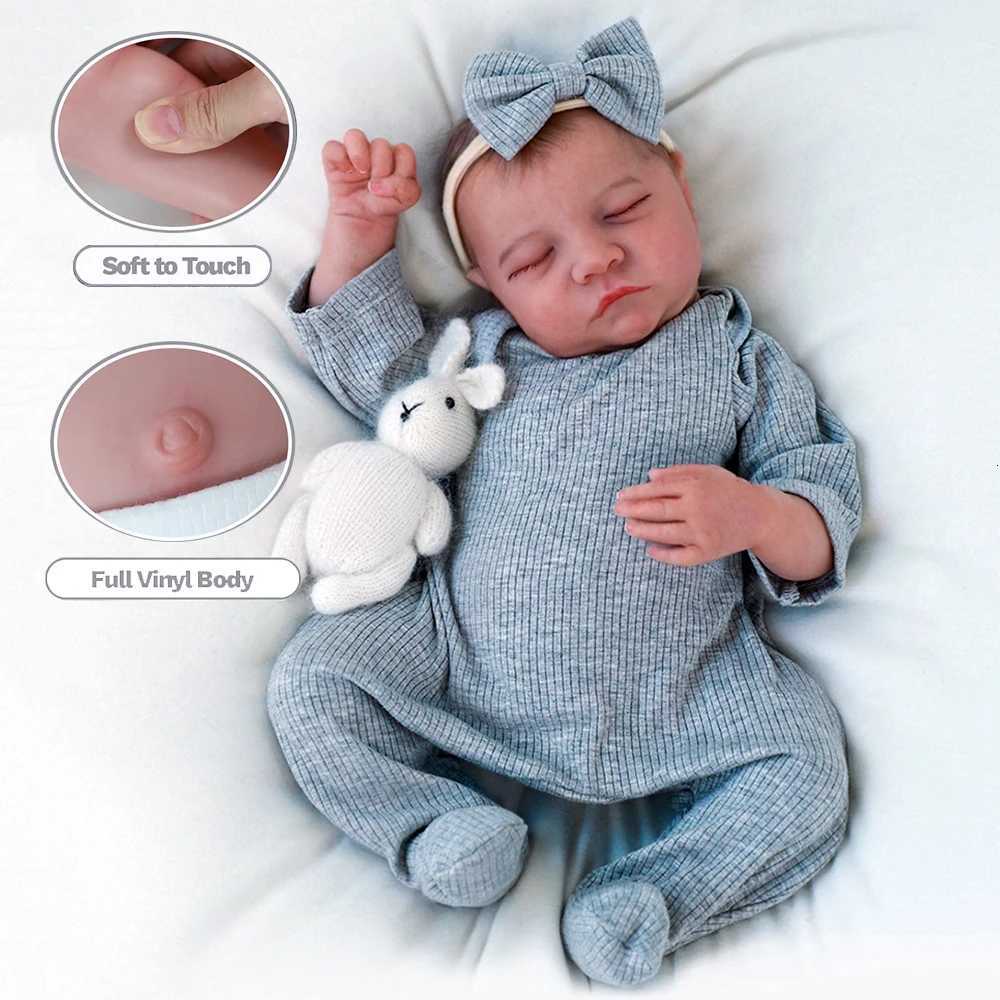 Realistic Reborn Baby Dolls 45cm Full Body Silicone Sleep Girl That Looks Like Real Boy Lifelike Newborn Babies Toddler Doll Gift XJ250730