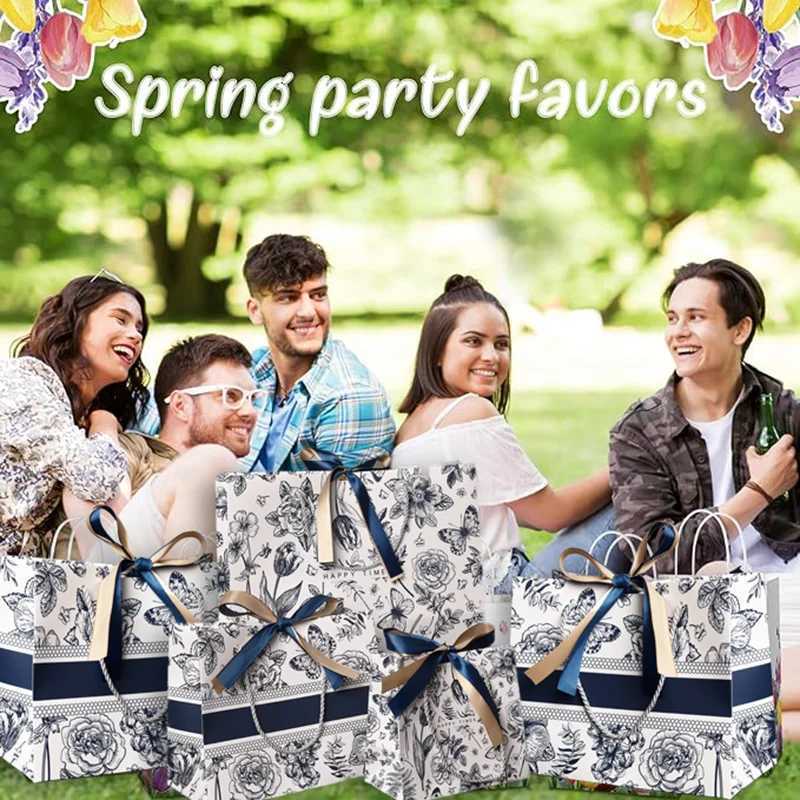 New Gift Bags Floral Paper Bags Cross Border Packaging Bags With Ribbon Holiday Gift Giving Gift Bags Clothing Tote Bags Clothin G250729