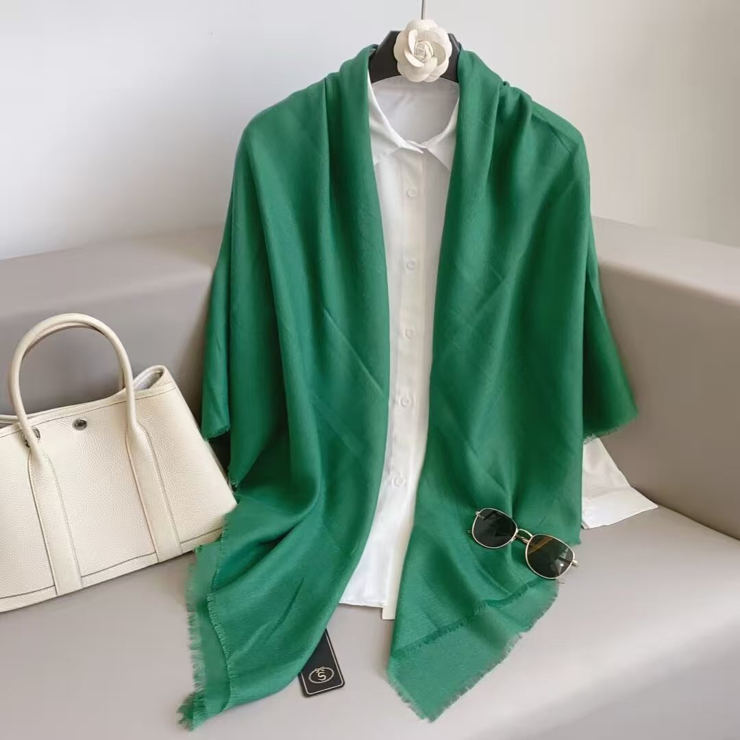 T1344 autumn and winter cotton and linen scarf warm solid color fringe wrapped headscarf square scarf shawl