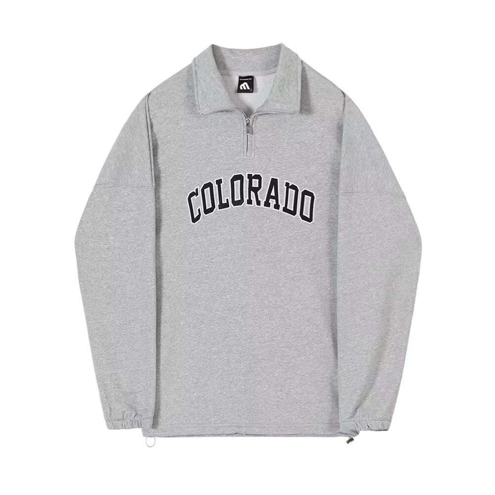 Large Size Half-Zip Sweatshirt for Men, Trendy Brand with Letter Print, Spring and Autumn Long Sleeve Jacket