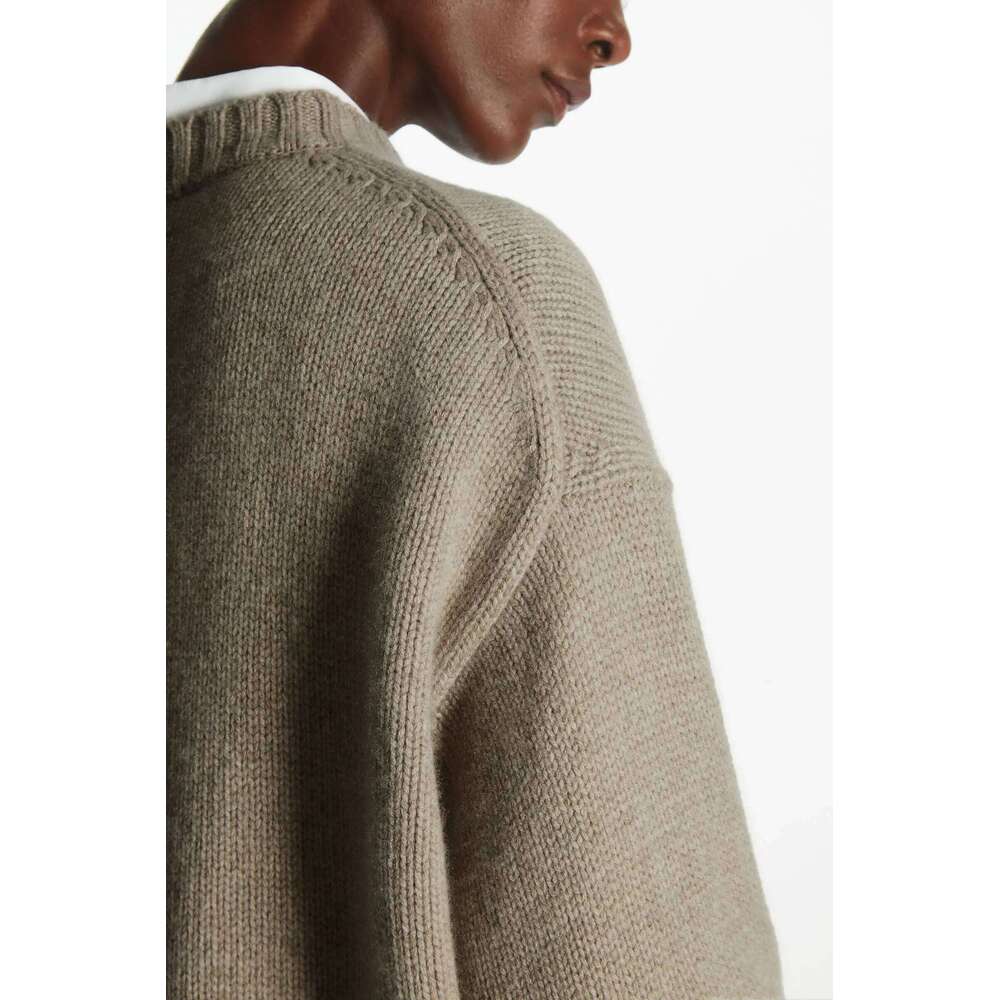 Ethereal MD 2025 Cos Winter New Style Of Ladies' Casual Loose-Fitting Round-Neck Off-The-Shoulder Wool Blend Sweater 250728