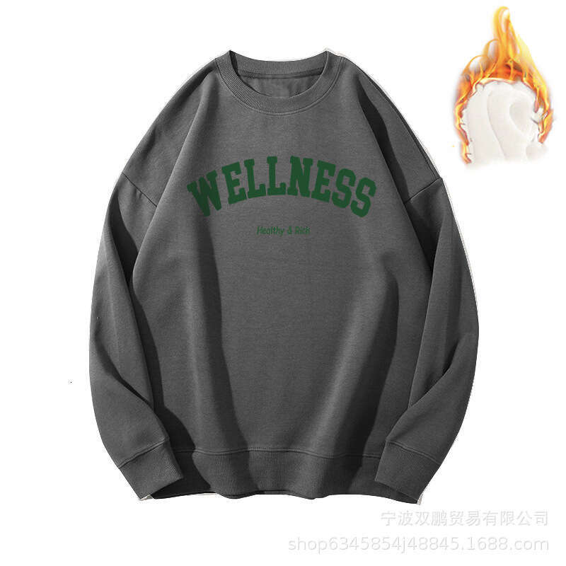 Autumn Winter New Thickened Fleece Printed For Women Ins Style Pullover Loose Lazy Cotton Sweatshirt B5