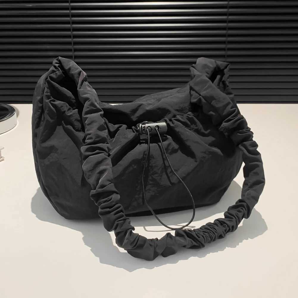 Women Pleated Crossbody Bag Adjustable Strap Drawstring Satchel Bag Large Capacity Cloud Drawstring Hobo Bag Ladies Outdoor Bag Y250729