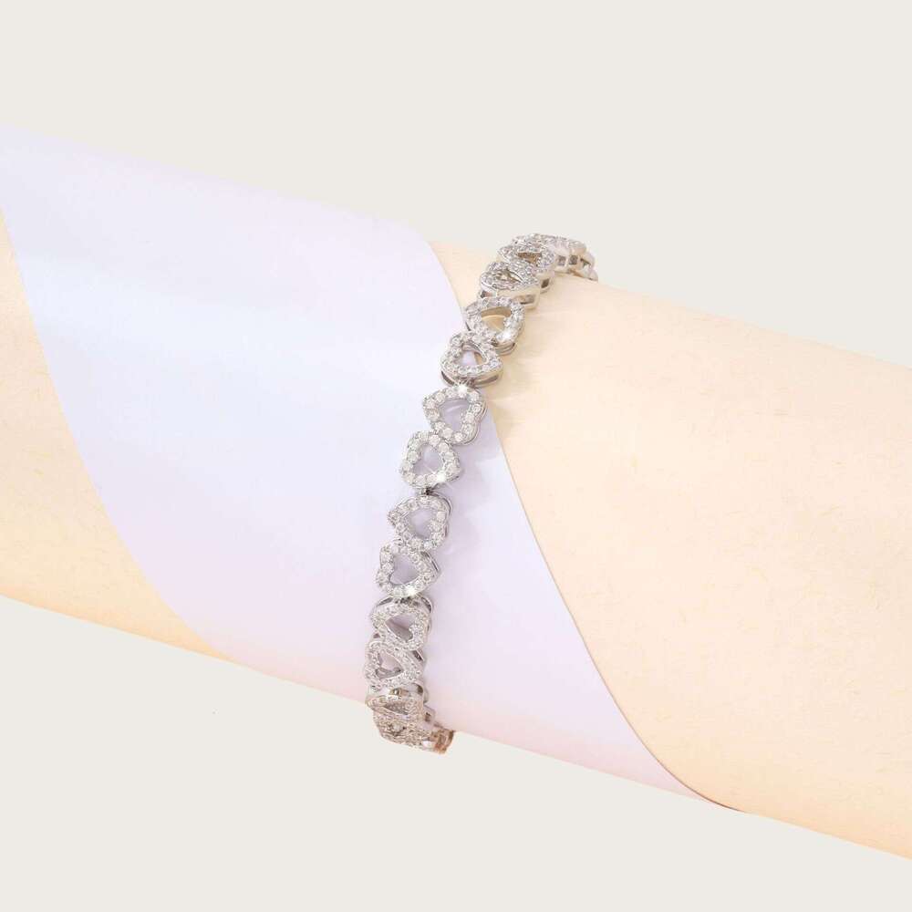 Hollow Heart High-end Light Zircon Inlaid Versatile Classic Adjustable Bracelet for Women