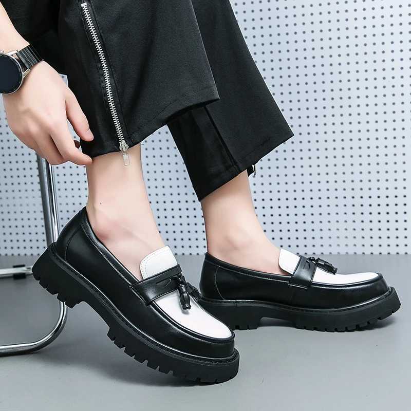 STRONGSHEN Fion Men Tassel Loafers Leather Shoes Business Formal Shoes Designer Oxford Shoes Mens Platform Party Wedding Shoes Y250730