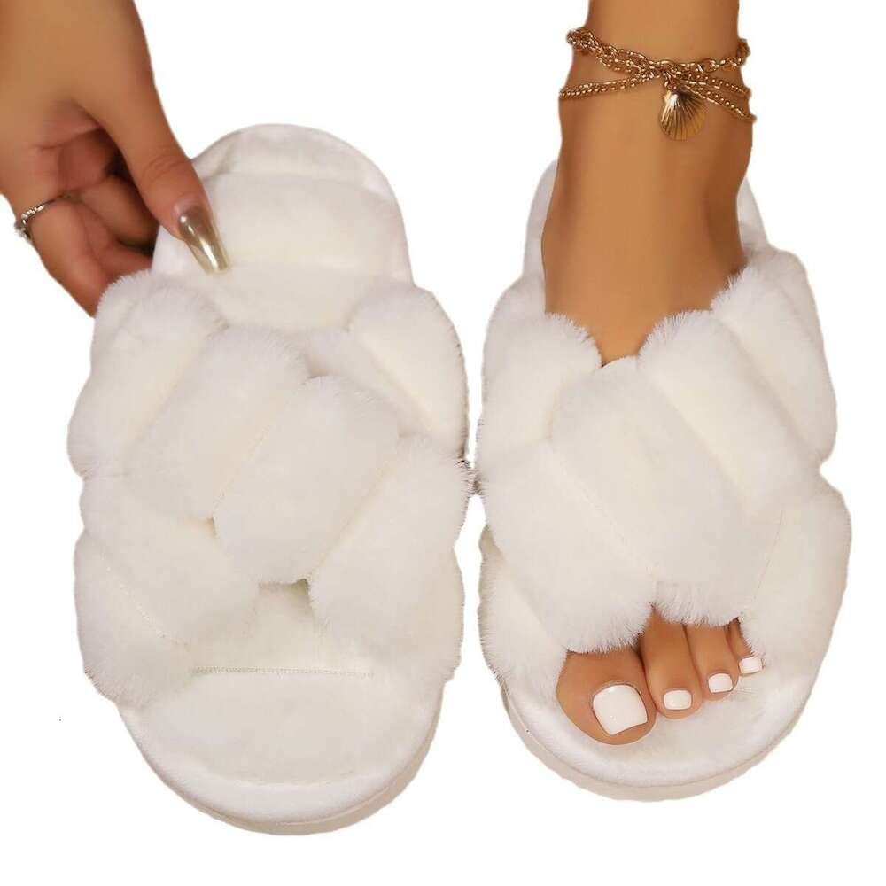 Hot-Selling Furry for Women, Autumn and Winter Outdoor Non-Slip Indoor Thick-Soled Home Fuzzy Maternity Cotton Slippers