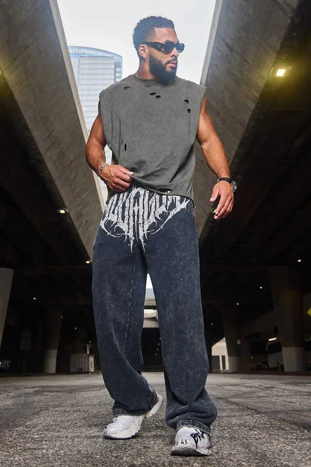 Style New Mens Sports Pants Jogging Exercise Muscle Fitness Casual Pants Loose Straight Leg Pants R250729