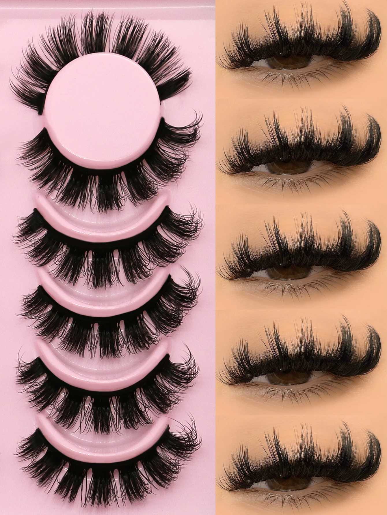 Groinneya False Eyelashes Cat Eye Fluffy Faux Mink Lashes Wispy Lashes Dramatic Long Thick Volume Mink False Eyelashes Makeup Z250730