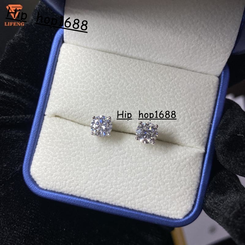Lifeng Jewelry Moissanite Earrings Classic Diamond Stud Earrings Round Moissanite Silver Men Women Fashion Earrings