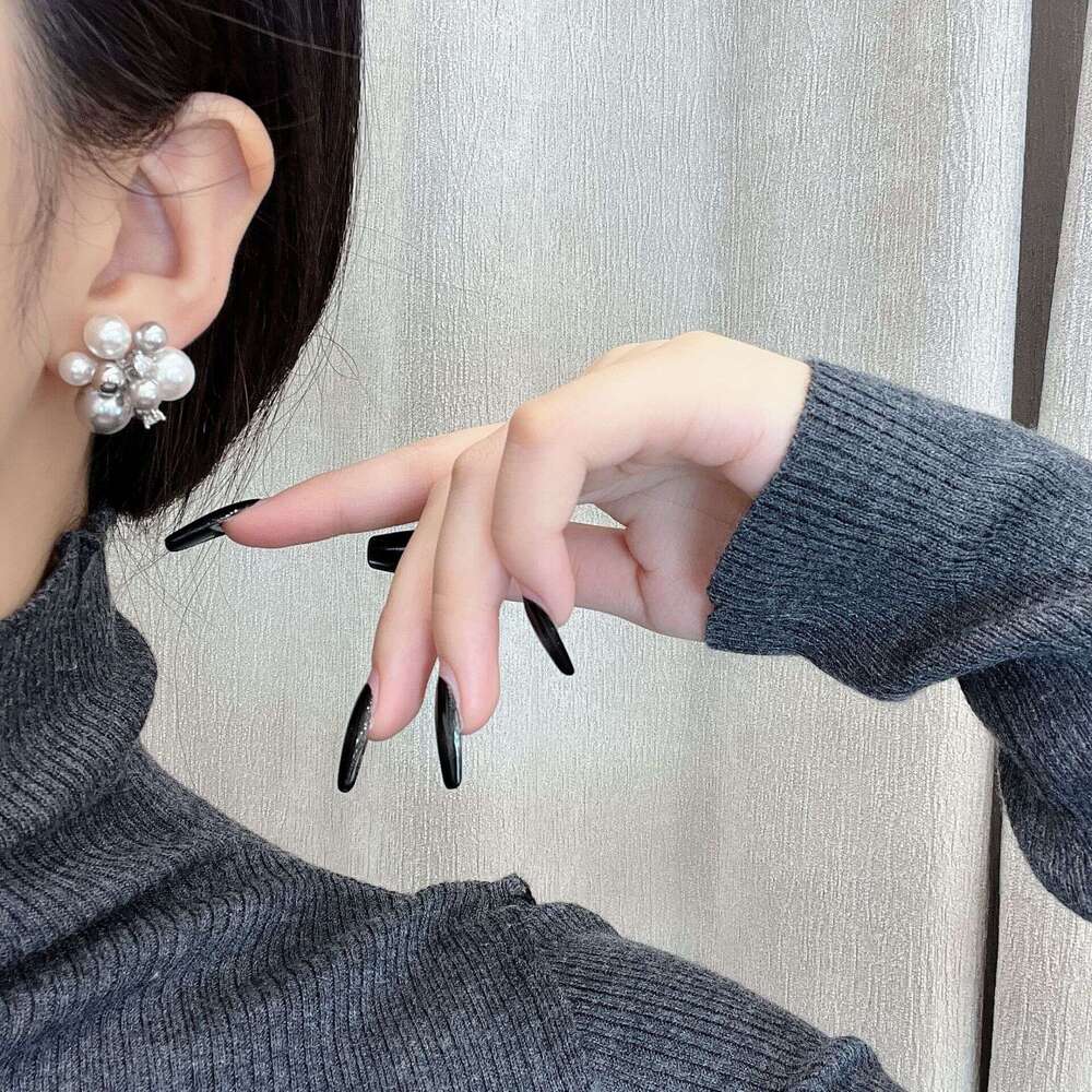 French Style High-End Pearl Tassel Long Necklace Autumn Winter New Fashion Sweater Chain Exquisite Versatile Elegant Earrings 63f