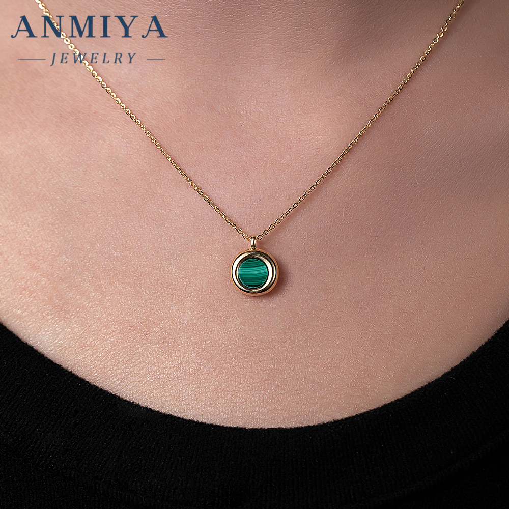 925 Silver Necklace with Genuine Malachite Stone Handmade Sterling Silver Jewelry for Women Elegant Green Gemstone Pendant