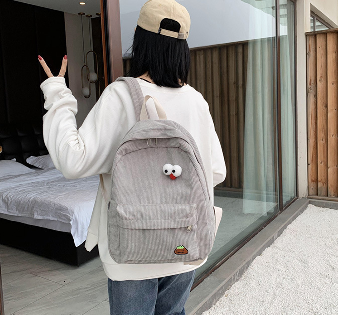 Summer New Women's Corduroy Backpack New Student Campus Backpack High School Student Class Bag Designer Bag Women's Backpack Women's Ba