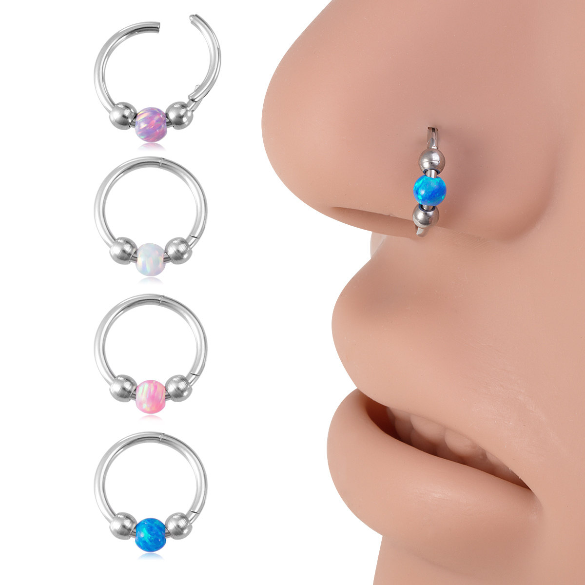 Wholesale of stainless steel Auspicious steel ball hinge nose ring earrings and body piercing accessories