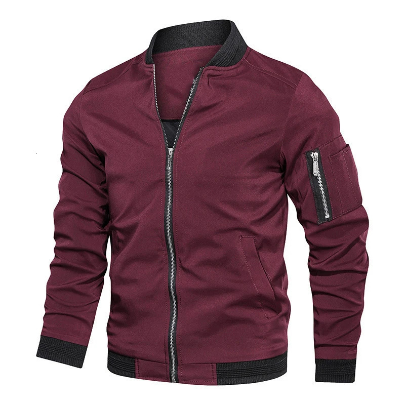 Spring Autumn Mens Bomber Jacket Casual Lightweight Jacket For Men Sports Windbreaker Zip Up Coat with Pockets Clothing 250730