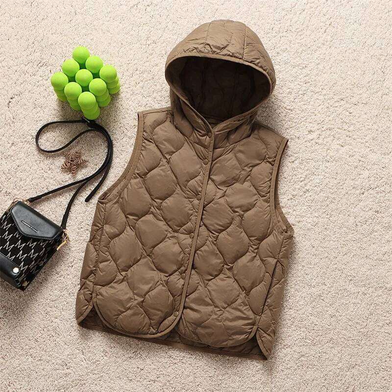 Designer Clothing 2025 2024 New Arrivals Women Fashion Ultralight Thin Hooded Down Jackets Spring Winter Female Korean Slim Fit Sleeveless Puffer Coat