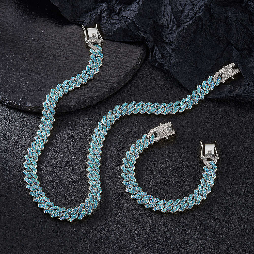 Full Dia Multi-color Chain Fashion Hip-hop Alloy 14mm Cuban Necklace