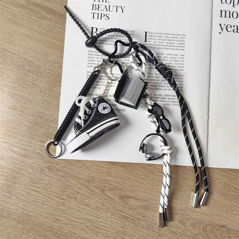 INS Canvas Shoe Keychain Bible Book Woven Strap Unisex Bag Pendant