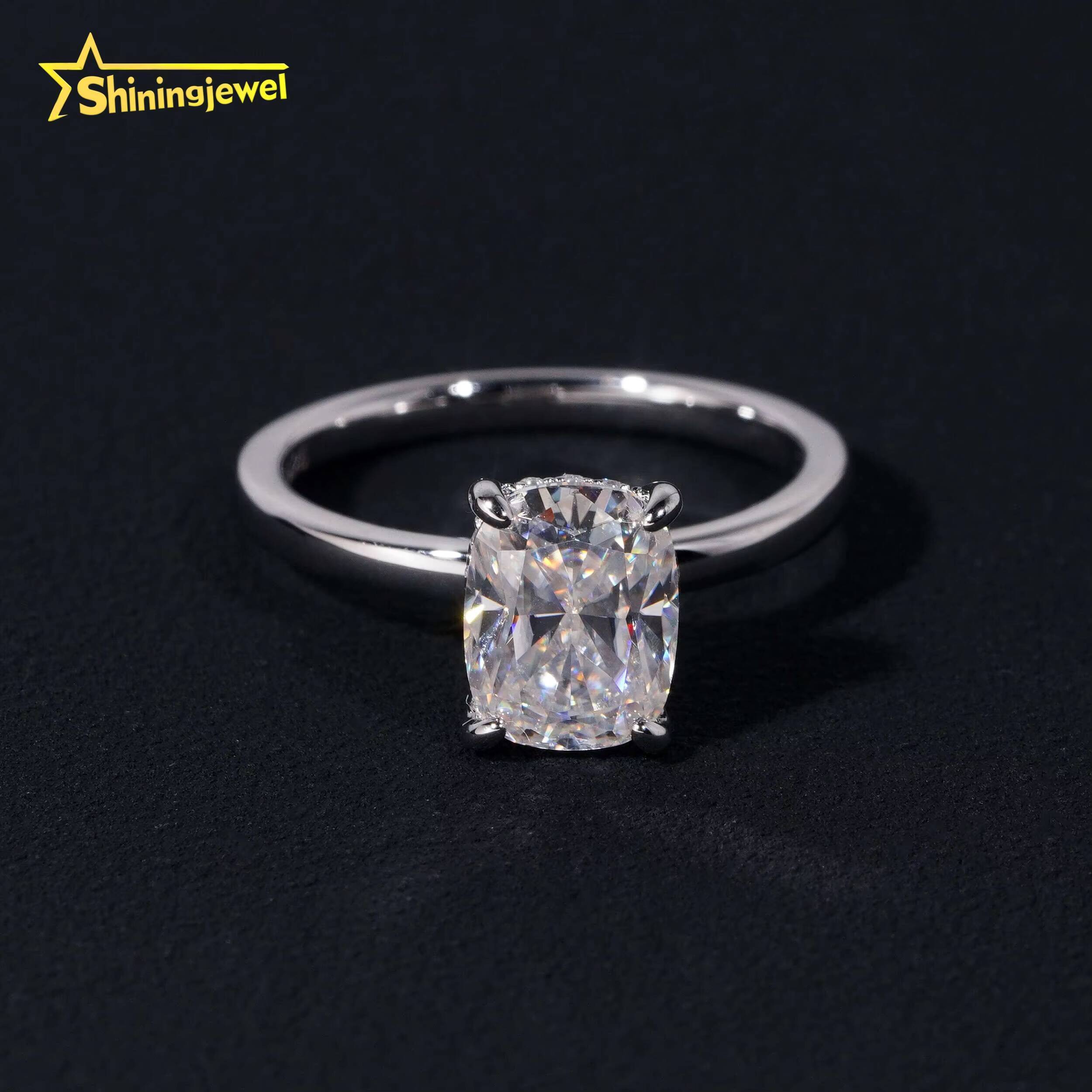 GRA Certificated 925 Sterling Silver 7x9mm 3CT Cushion Cut Moissanite Ring Custom Engagement Rings Jewelry Women Daily Wear