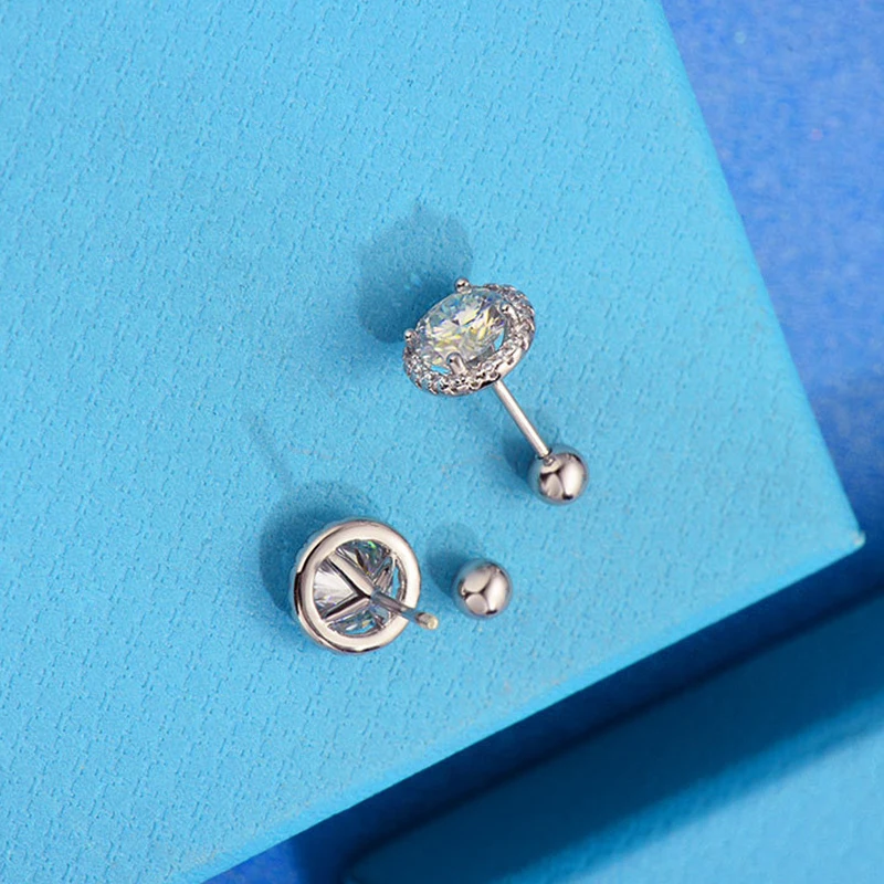 MT 1ct *2 D Color Round Moissanite Screw Earring For Women Wedding Fine Jewelry S925 Sterling Silver Moissanite Earrings Gift