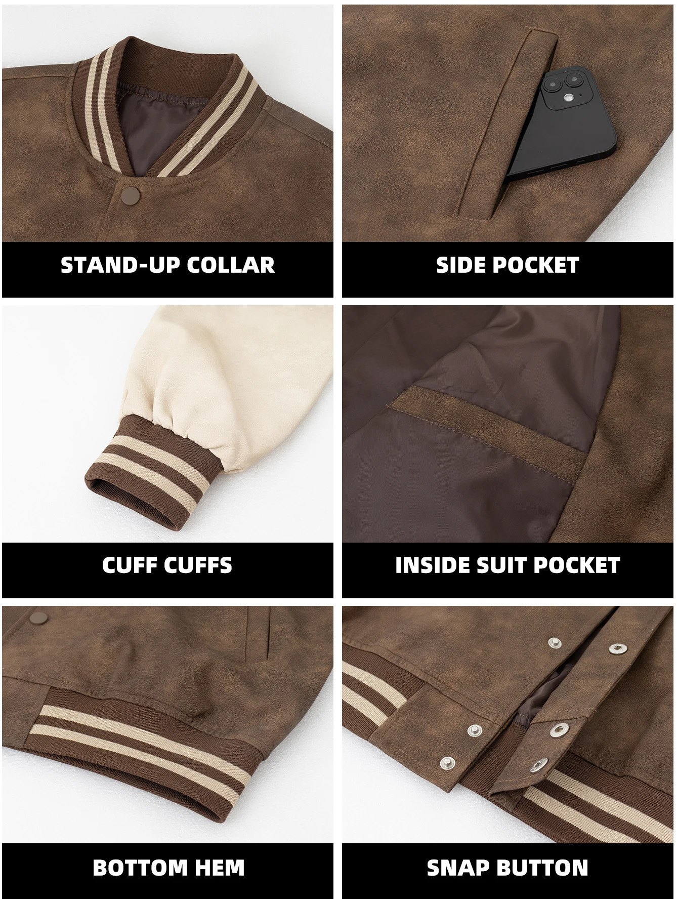 Mens Leather Varsity Jackets Brown Loose Vintage Motorcycle Coats CLUBLetter y Boomber For Fall winter 250730