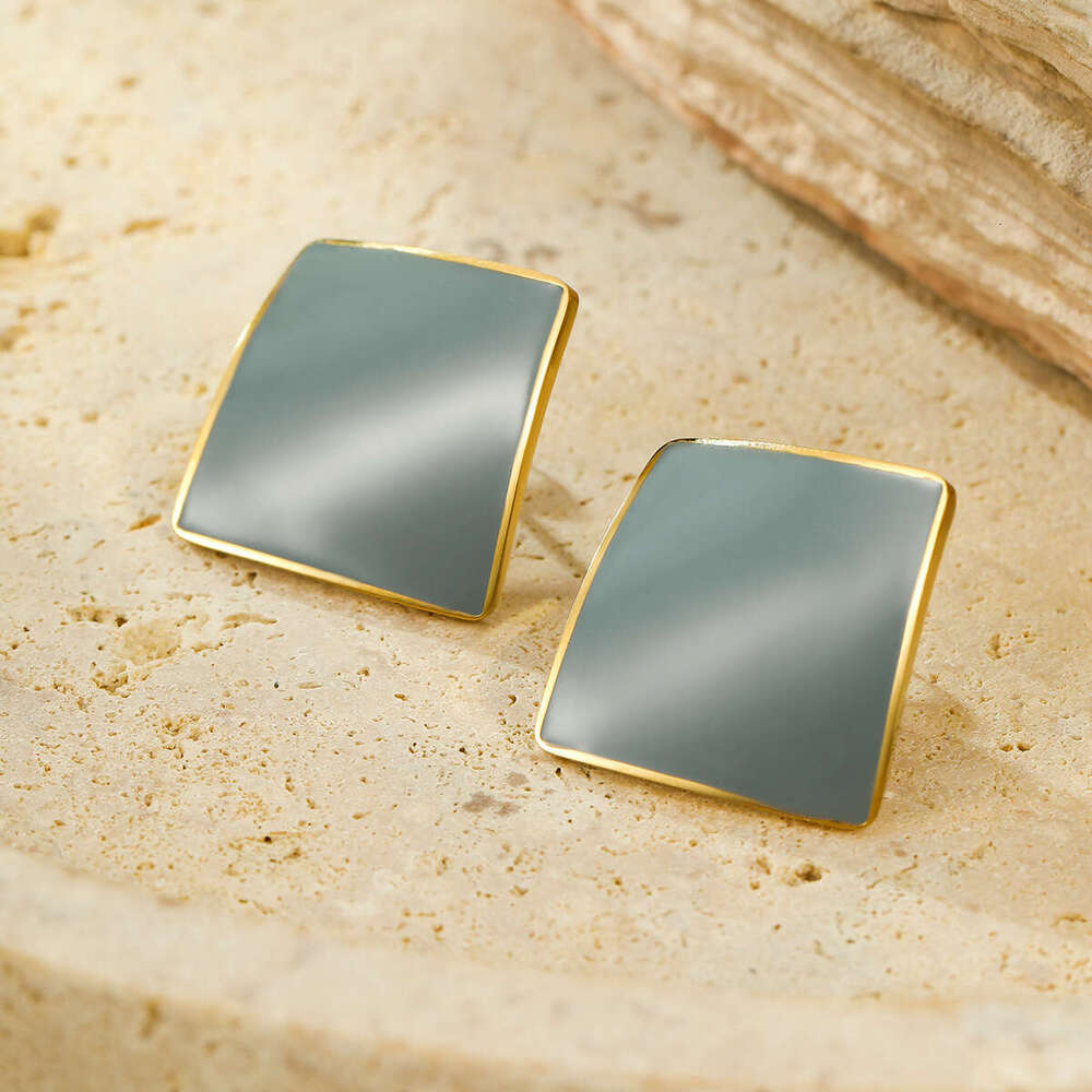 Geometric Square Stainless Niche Design Sense Light Titanium Steel Earrings