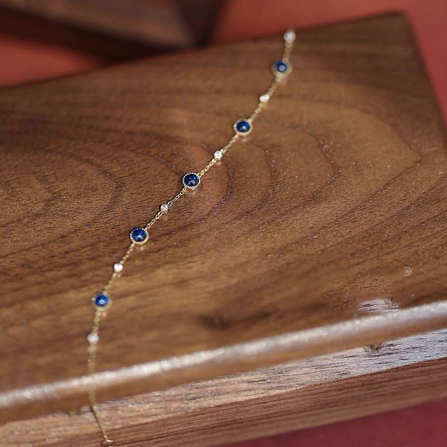 Midsummer Night French Blue Thin Light Niche Exquisite Fresh Colorful Gemstone Women's Bracelet