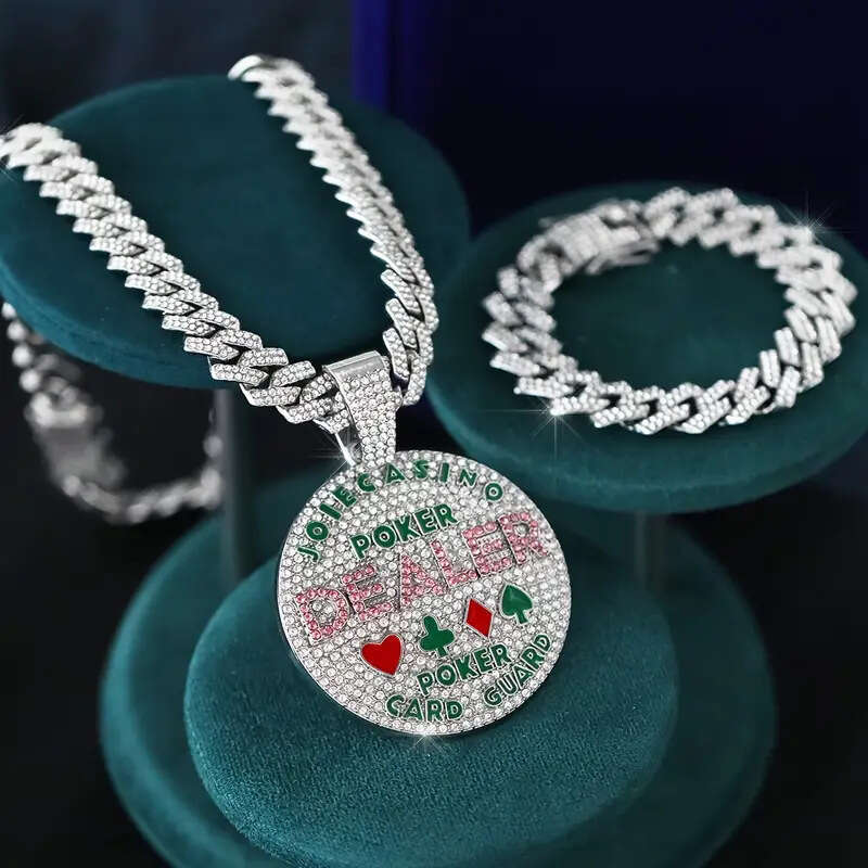 New Geometric Round Letter Creative Exaggerated Alloy Full Dia Hip-Hop Pendant