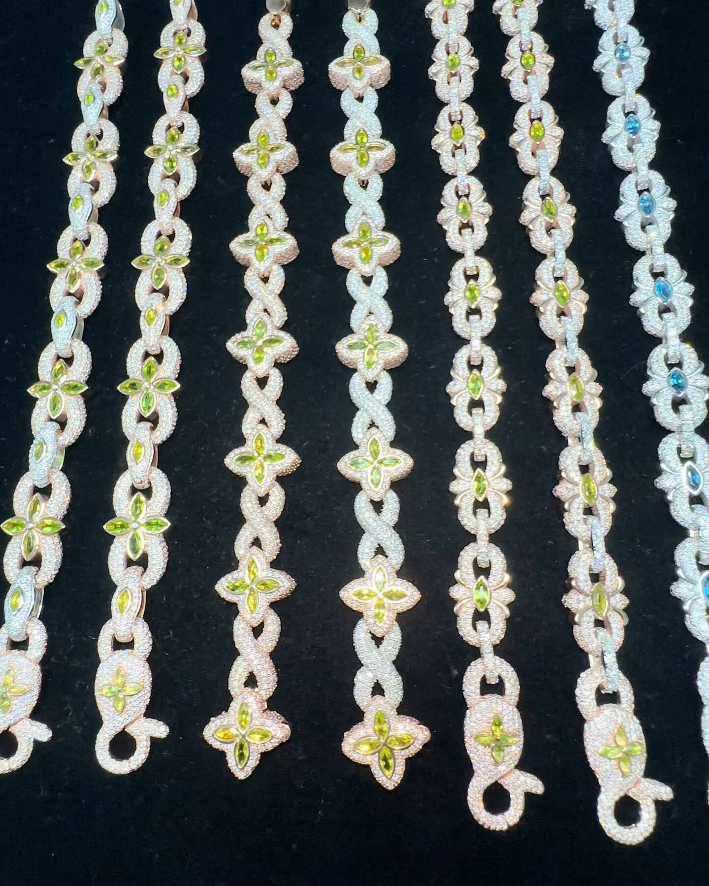 Hot Selling 925 Sterling Silver Marquise Flower Design Hip Hop Jewelry Iced Out Moissanite Infinity Clover Ring Bracelet Men