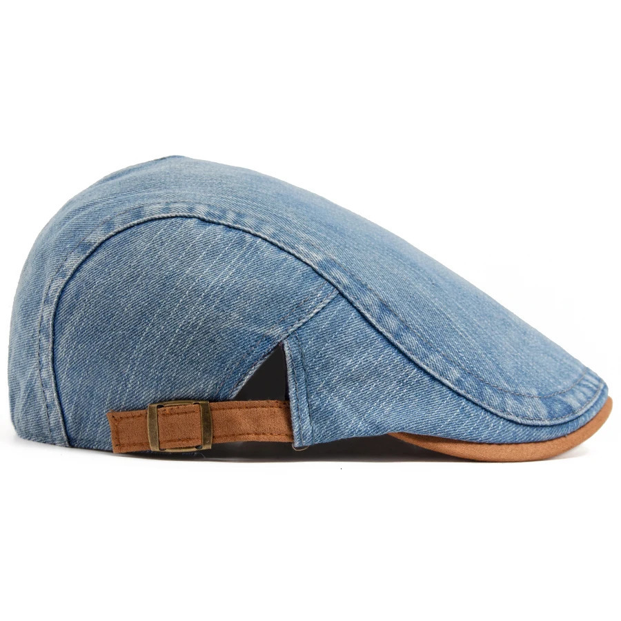 Denim Cotton sboy Cap Women Patchwork Brown Soft Beret Men Flat Visor Hat Vintage For Spring Autumn Summer Casual Adjustable 250729